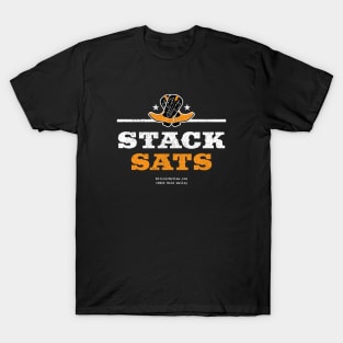 Stack Sats Western Font Crowned With Crossed Cowboy Boots T-Shirt